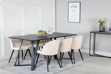 Marina Matgrupp 180 cm Rektangulär med 6 Velvet stolar - Beige - Products - Möbler - Bord & matgrupp - Matgrupp