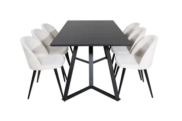Marina Matgrupp 180 cm Rektangulär med 6 Velvet stolar - Beige - Products - Möbler - Bord & matgrupp - Matgrupp
