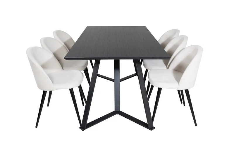 Marina Matgrupp 180 cm Rektangulär med 6 Velvet stolar - Beige - Products - Möbler - Bord & matgrupp - Matgrupp