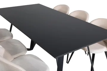 Marina Matgrupp 180 cm Rektangulär med 6 Velvet stolar - Beige - Products - Möbler - Bord & matgrupp - Matgrupp
