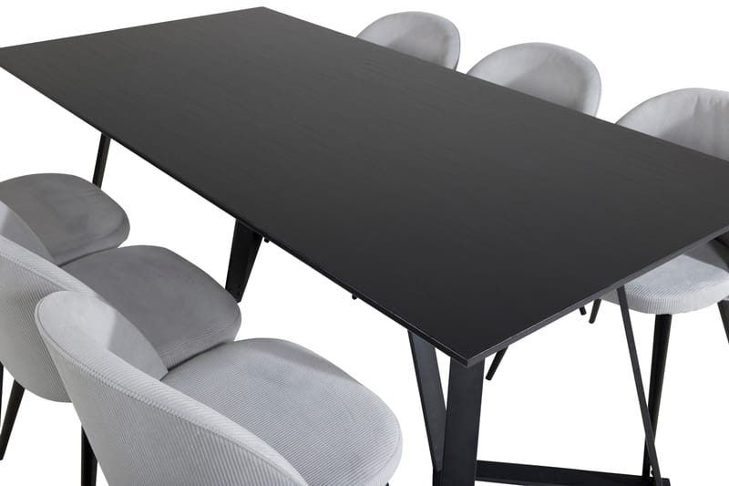 Marina Matgrupp 180 cm Rektangulär med 6 Velvet stolar - Svart - Products - Möbler - Bord & matgrupp - Matgrupp