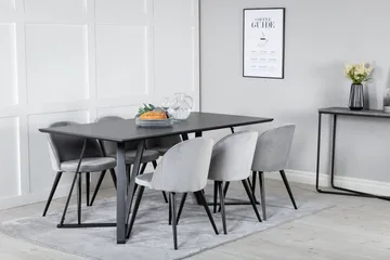Marina Matgrupp 180 cm Rektangulär med 6 Velvet stolar - Svart - Products - Möbler - Bord & matgrupp - Matgrupp