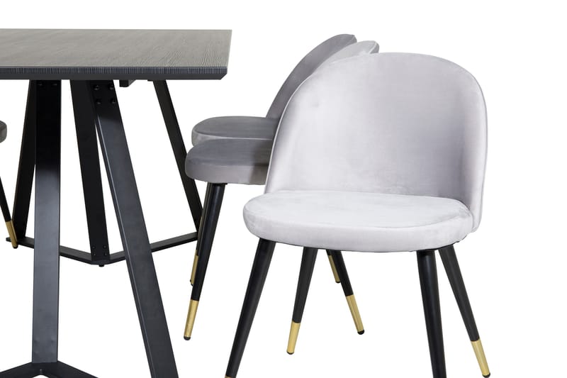 Marina Matgrupp 180 cm Rektangulär med 6 Velvet stolar - Svart - Products - Möbler - Bord & matgrupp - Matgrupp