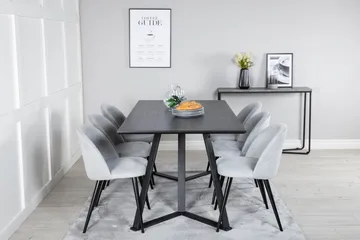 Marina Matgrupp 180 cm Rektangulär med 6 Velvet stolar - Svart - Products - Möbler - Bord & matgrupp - Matgrupp