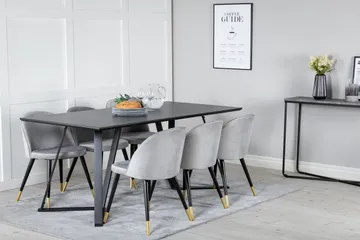 Marina Matgrupp 180 cm Rektangulär med 6 Velvet stolar - Svart - Products - Möbler - Bord & matgrupp - Matgrupp