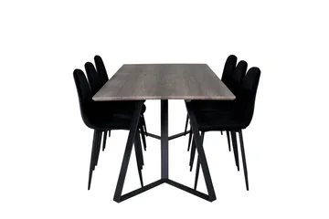 Marina Matgrupp 180 cm Rektangulär med 6 Polar stolar - Svart - Products - Möbler - Bord & matgrupp - Matgrupp