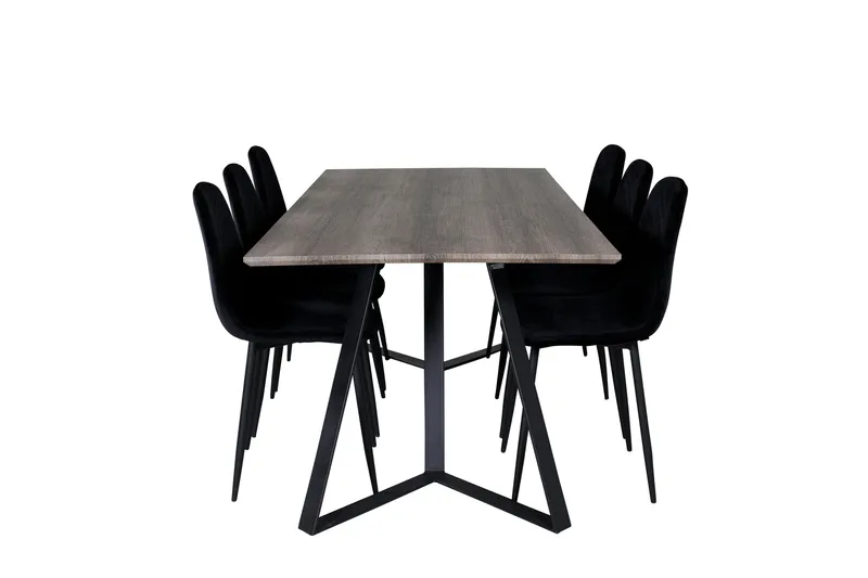 Marina Matgrupp 180 cm Rektangulär med 6 Polar stolar - Svart - Products - Möbler - Bord & matgrupp - Matgrupp