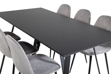 Marina Matgrupp 180 cm Rektangulär med 6 Polar stolar - Svart - Products - Möbler - Bord & matgrupp - Matgrupp