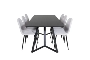 Marina Matgrupp 180 cm Rektangulär med 6 Polar stolar - Svart - Products - Möbler - Bord & matgrupp - Matgrupp