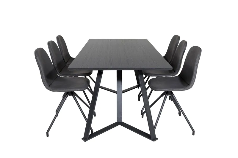 Marina Matgrupp 180 cm Rektangulär med 6 Polar stolar - Svart - Products - Möbler - Bord & matgrupp - Matgrupp