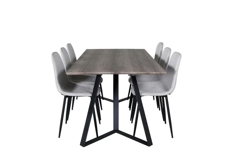 Marina Matgrupp 180 cm Rektangulär med 6 Polar stolar - Svart - Products - Möbler - Bord & matgrupp - Matgrupp