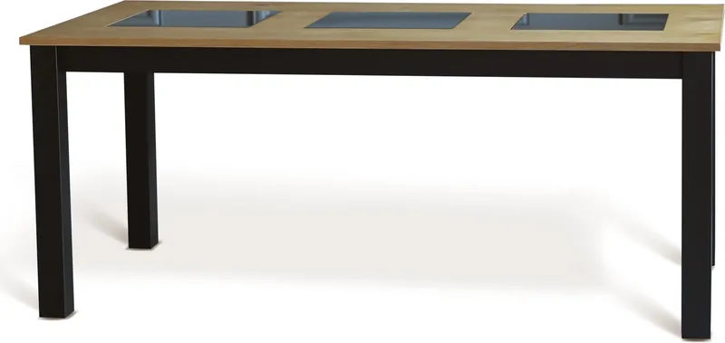 Matbord 180x90 cm, Ek med svarta plattor