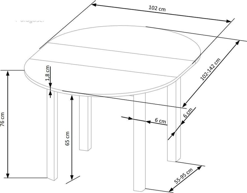 Matbord Berivan Runt Förlängningsbart Ø102 cm (102–142 cm) - Craft ek/vit - Products - Möbler - Bord & matgrupp - Matbord & köksbord