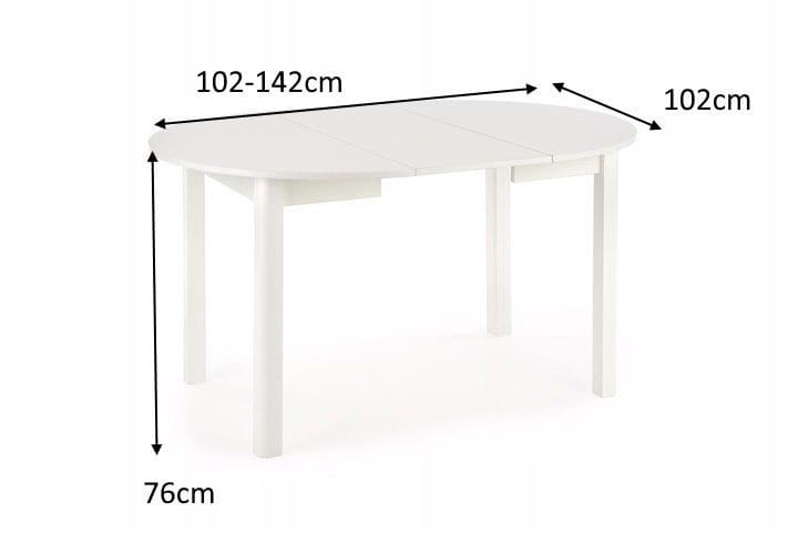 Matbord Berivan Runt Förlängningsbart 102–142 cm - Vit - Products - Möbler - Bord & matgrupp - Matbord & köksbord