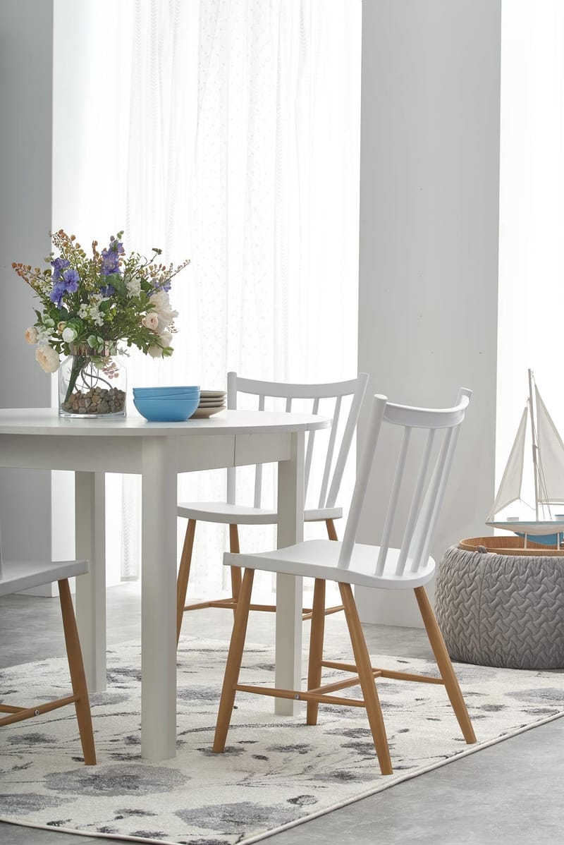Matbord Berivan Runt Förlängningsbart 102–142 cm - Vit - Products - Möbler - Bord & matgrupp - Matbord & köksbord