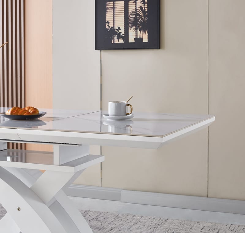 Matbord Ingrid Förlängningsbart 120–160 cm - Vit marmor - Products - Möbler - Bord & matgrupp - Matbord & köksbord