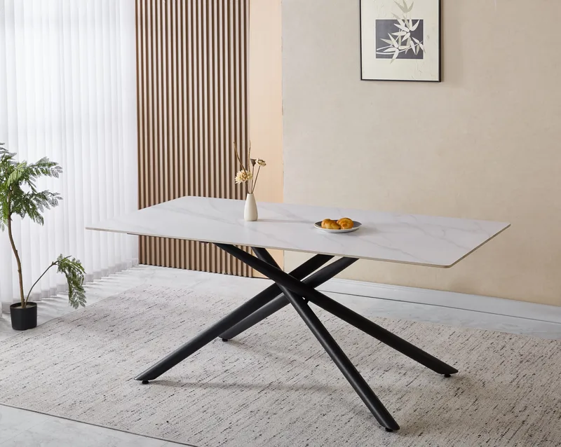 Matbord Jupiter Keramik 180x90 cm, Vit matt marmor