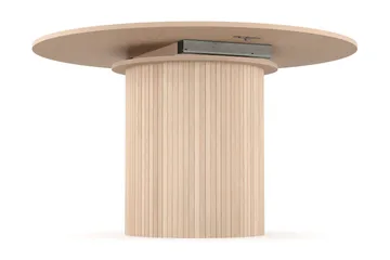 Kopparbo Runt Matbord 130 cm Förlängningsbart med illäggsskiva - Vitlaserat Ek / Ljusbeige - Products - Möbler - Bord & matgrupp - Matbord & köksbord