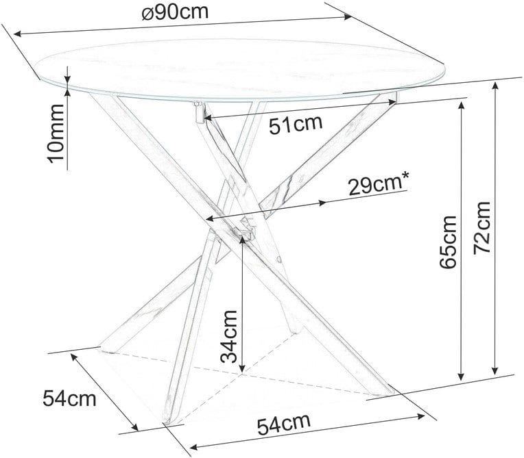 Matbord med glasskiva Ø90 cm guldiga bordsben - Guld - Products - Möbler - Bord & matgrupp - Matbord & köksbord