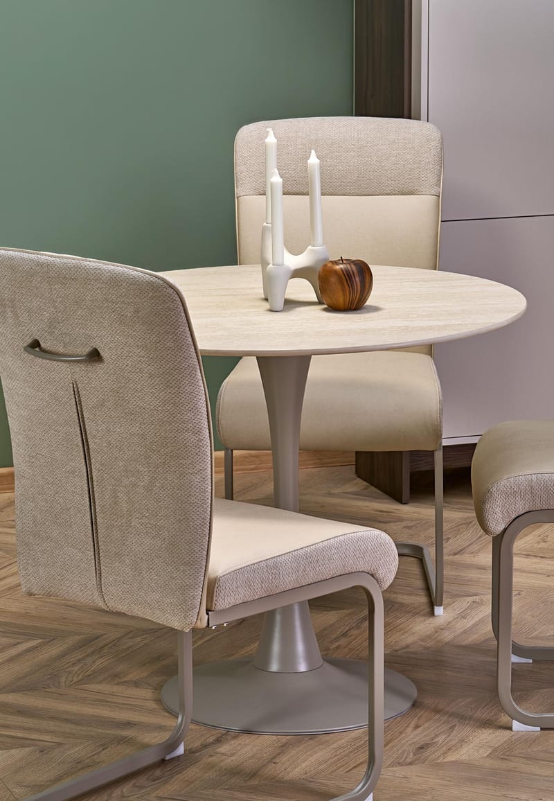 Matbord runt Ø90 cm - Beige travertin - Beige travertin - Products - Möbler - Bord & matgrupp - Matbord & köksbord