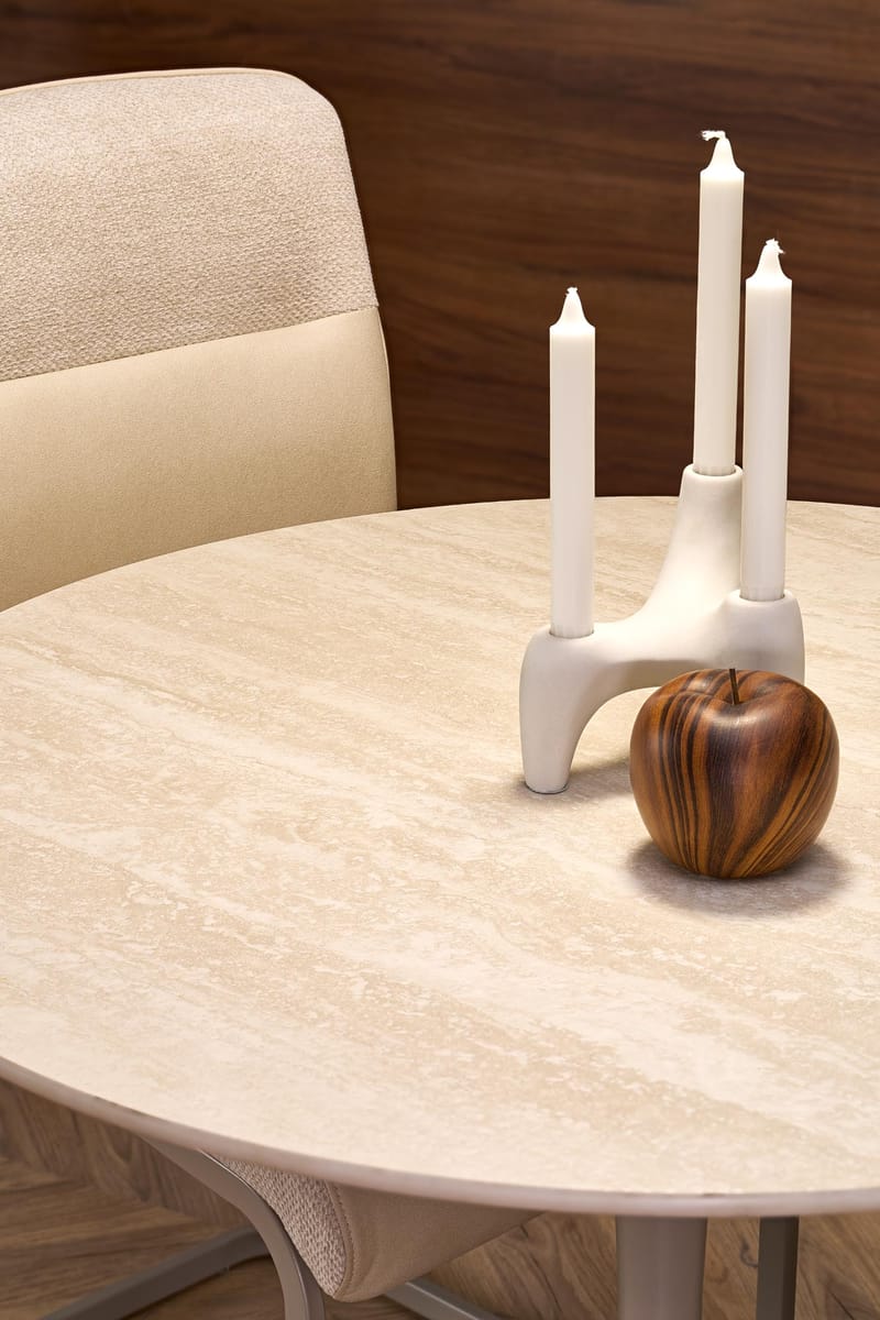 Matbord runt Ø90 cm - Beige travertin - Beige travertin - Products - Möbler - Bord & matgrupp - Matbord & köksbord