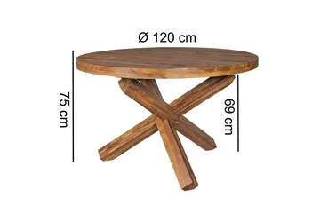 Matbord Wohnling Rund 120 cm massivt trä lantlig stil Rosenträ - Rosenträ - Products - Möbler - Bord & matgrupp - Matbord & köksbord