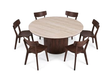 Arvo Matgrupp runt 150 cm Valnöt med 6 Amelia Matstolar - Valnöt - Products - Möbler - Bord & matgrupp - Matgrupp