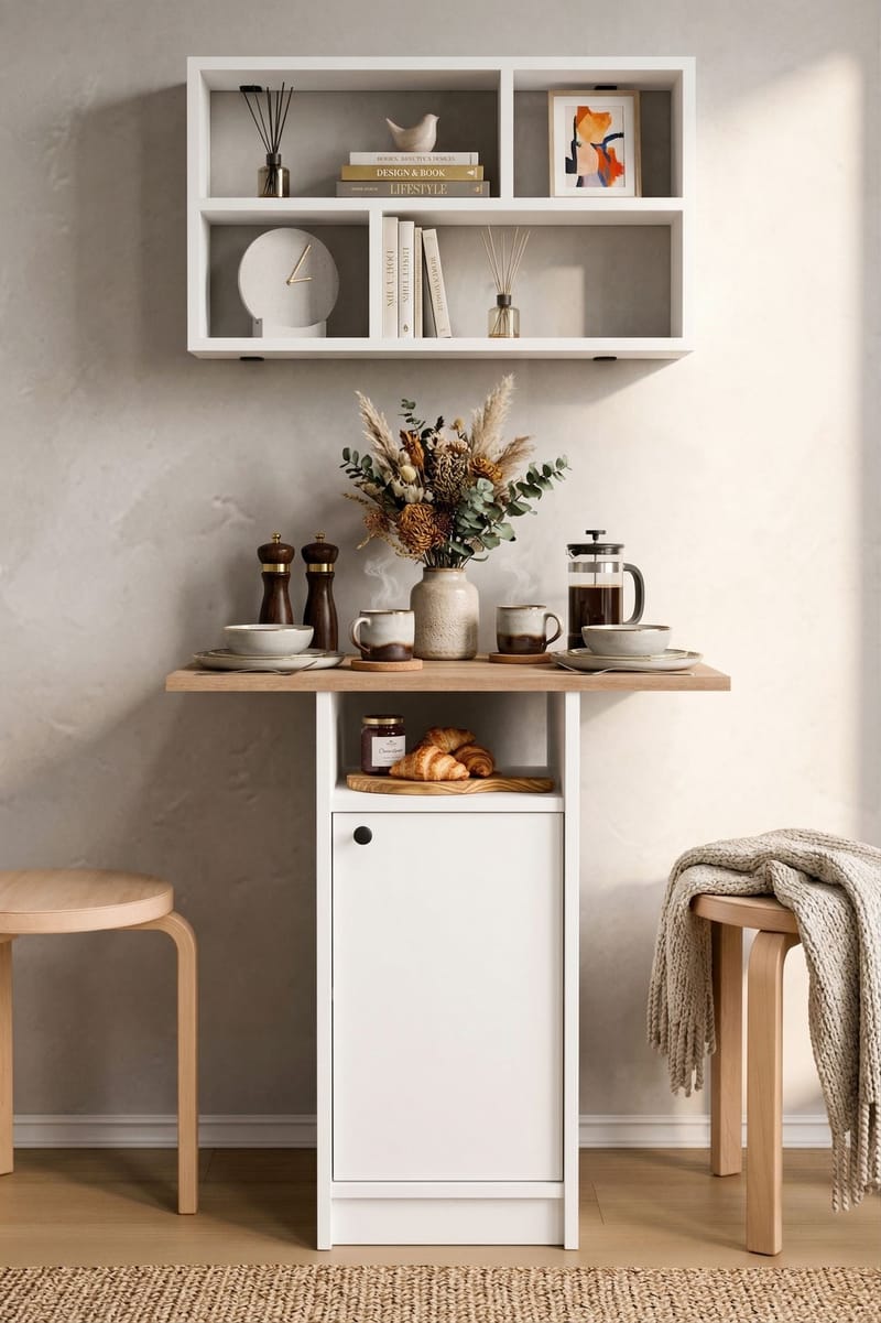 Avero Matbord- 72x73,8x44,5 cm - Vit och ek - Products - Möbler - Bord & matgrupp - Matgrupp
