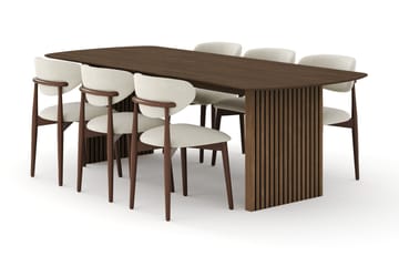 Matgrupp Bark Richeto med Molly stolar Rökt ek/beige - Products - Möbler - Bord & matgrupp - Matgrupp