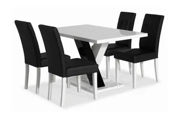 Cesi Matgrupp 140 cm med 4 Viktor Stol - Vit/Svart/Svart PU - Products - Möbler - Bord & matgrupp - Matgrupp
