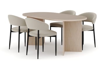 Dano Matbord 180 cm  med 4 Sawako Matstolar - Travertin / Beige - Products - Möbler - Bord & matgrupp - Matgrupp