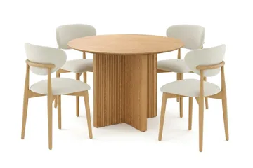 Edda Matgrupp runt 110 cm Ek med 4 Molly Matstolar - Ek - Products - Möbler - Bord & matgrupp - Matgrupp