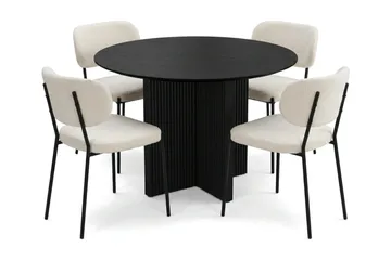 Edda Matgrupp runt 110 cm Svart med 4 Gemmiano Matstolar - Svart - Products - Möbler - Bord & matgrupp - Matgrupp