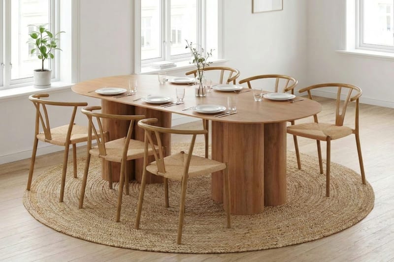 Juno Matgrupp rektangulärt 220 cm Ek med 6 Elysia Matstolar - Products - Möbler - Bord & matgrupp - Matgrupp