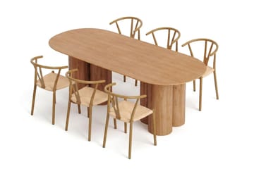 Juno Matgrupp rektangulärt 220 cm Ek med 6 Elysia Matstolar - Products - Möbler - Bord & matgrupp - Matgrupp