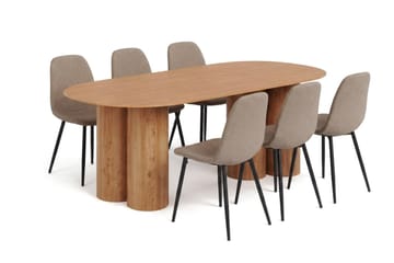 Juno Matgrupp rektangulärt 220 cm Ek med 6 Nibe Matstolar - Ek - Products - Möbler - Bord & matgrupp - Matgrupp