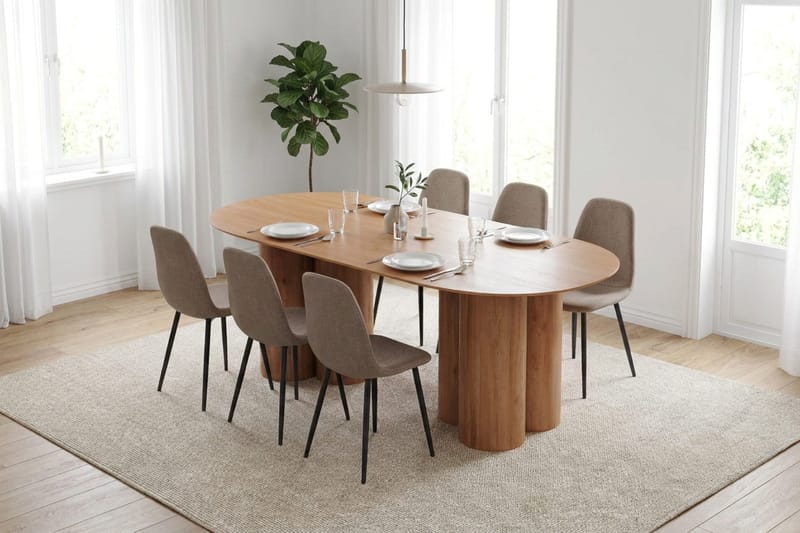 Juno Matgrupp rektangulärt 220 cm Ek med 6 Nibe Matstolar - Ek - Products - Möbler - Bord & matgrupp - Matgrupp