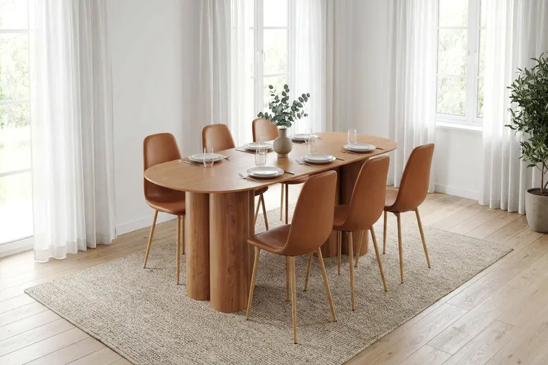 Juno Matgrupp rektangulärt 220 cm Ek med 6 Nibe Matstolar - Ek - Products - Möbler - Bord & matgrupp - Matgrupp