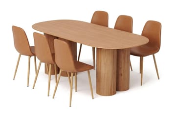 Juno Matgrupp rektangulärt 220 cm Ek med 6 Nibe Matstolar - Ek - Products - Möbler - Bord & matgrupp - Matgrupp