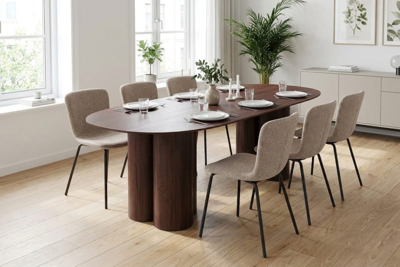 Juno Matgrupp rektangulärt 220 cm Valnöt med 6 Katy Matstolar - Valnöt - Products - Möbler - Bord & matgrupp - Matgrupp