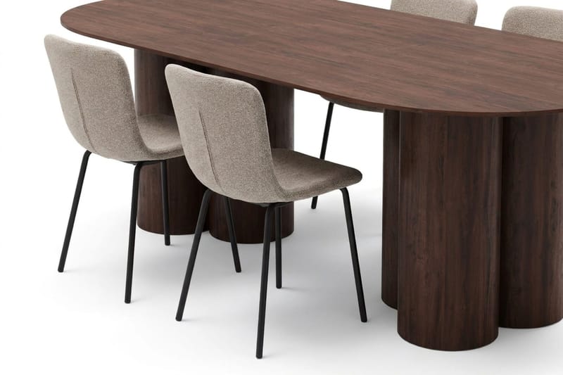 Juno Matgrupp rektangulärt 220 cm Valnöt med 6 Katy Matstolar - Valnöt - Products - Möbler - Bord & matgrupp - Matgrupp