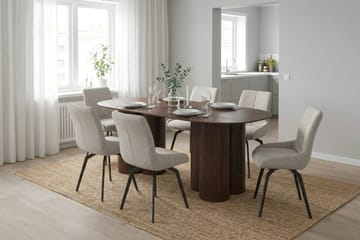 Juno Matgrupp rektangulärt 220 cm Valnöt med 6 Mora Matstolar - Valnöt - Products - Möbler - Bord & matgrupp - Matgrupp