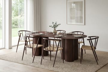 Juno Matgrupp rektangulärt 220 cm Valnöt med 6 Winston Matstolar - Valnöt - Products - Möbler - Bord & matgrupp - Matgrupp