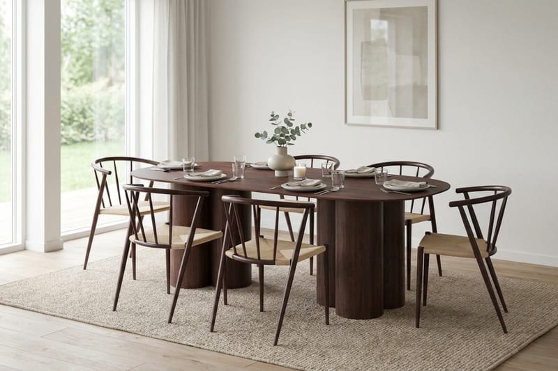Juno Matgrupp rektangulärt 220 cm Valnöt med 6 Winston Matstolar - Valnöt - Products - Möbler - Bord & matgrupp - Matgrupp