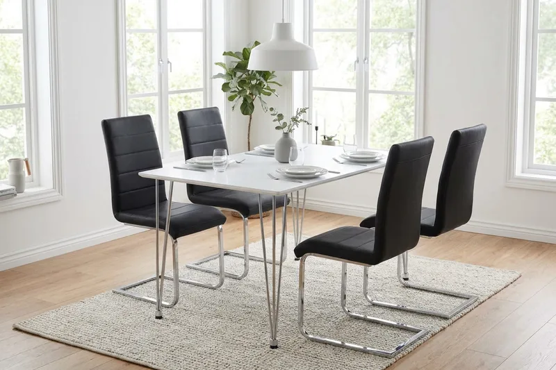 Matgrupp Kronblom 120 cm med 4 Cibus stolar - Vit - Products - Möbler - Bord & matgrupp - Matgrupp