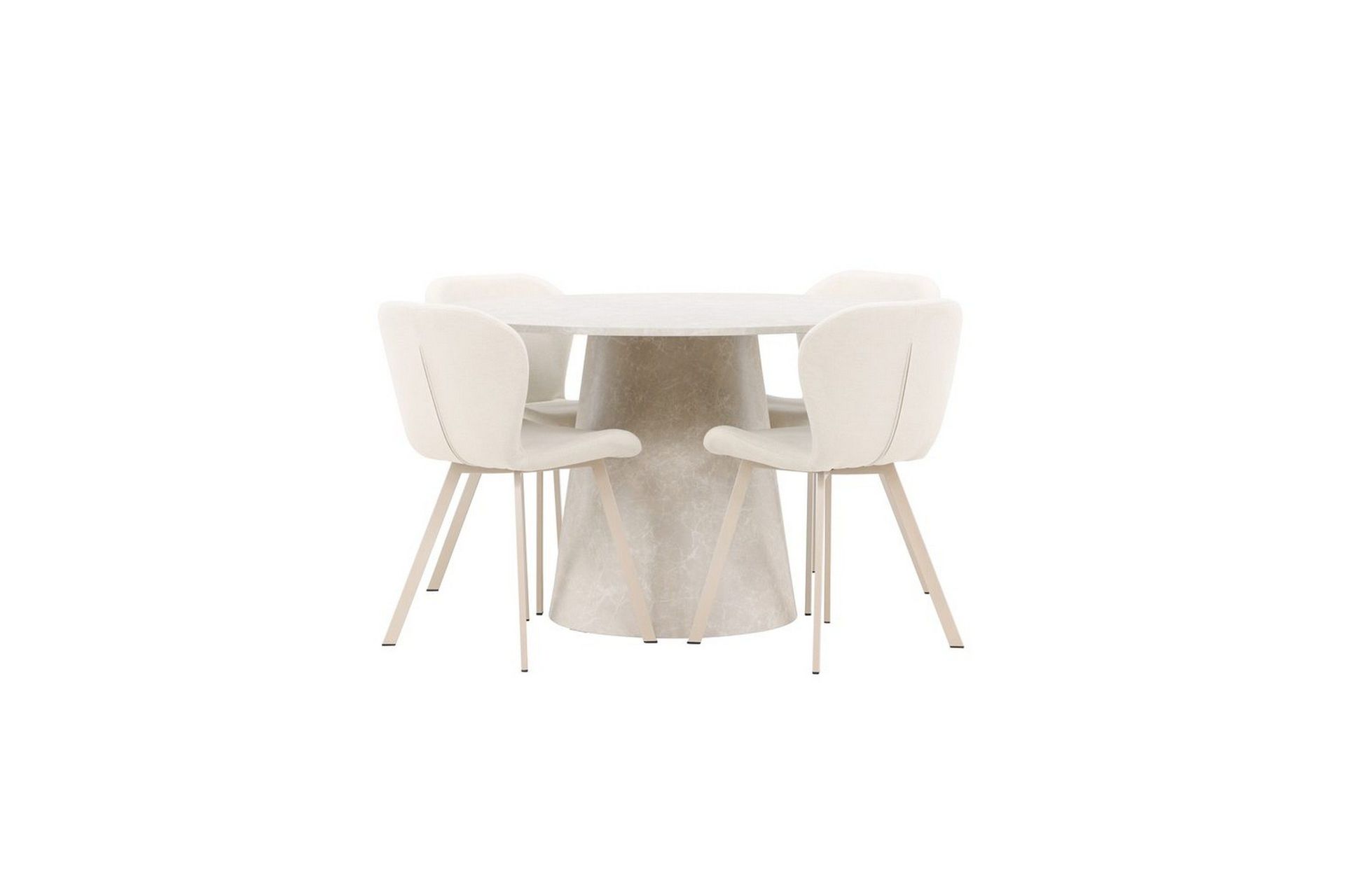 Matgrupp Lanzo Runt 120 cm med 4st Lilja Stolar Beige