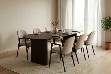 Noira Matgrupp rektangulärt 220 cm Rökt Ek med 8 Reciclar Matstolar - Rökt ek - Products - Möbler - Bord & matgrupp - Matgrupp