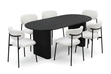 Noira Matgrupp rektangulärt 220 cm Svart med 8 Lucy Matstolar - Svart - Products - Möbler - Bord & matgrupp - Matgrupp