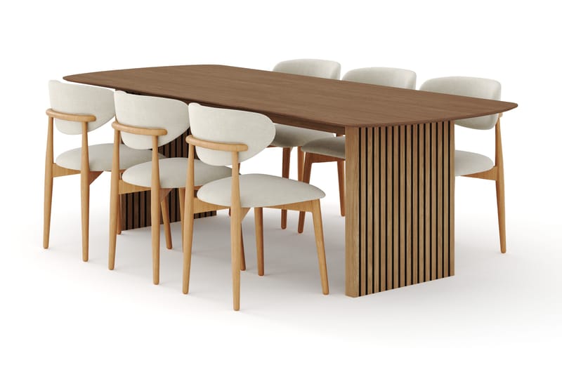 Richeto Matgrupp 240 cm Ek med 6 Molly Matstolar - Ek/Beige - Products - Möbler - Bord & matgrupp - Matgrupp