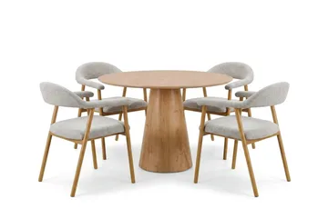 Siena Matgrupp runt 110 cm Ek med 4 Ronja Matstolar - Sand/Ek - Products - Möbler - Bord & matgrupp - Matgrupp